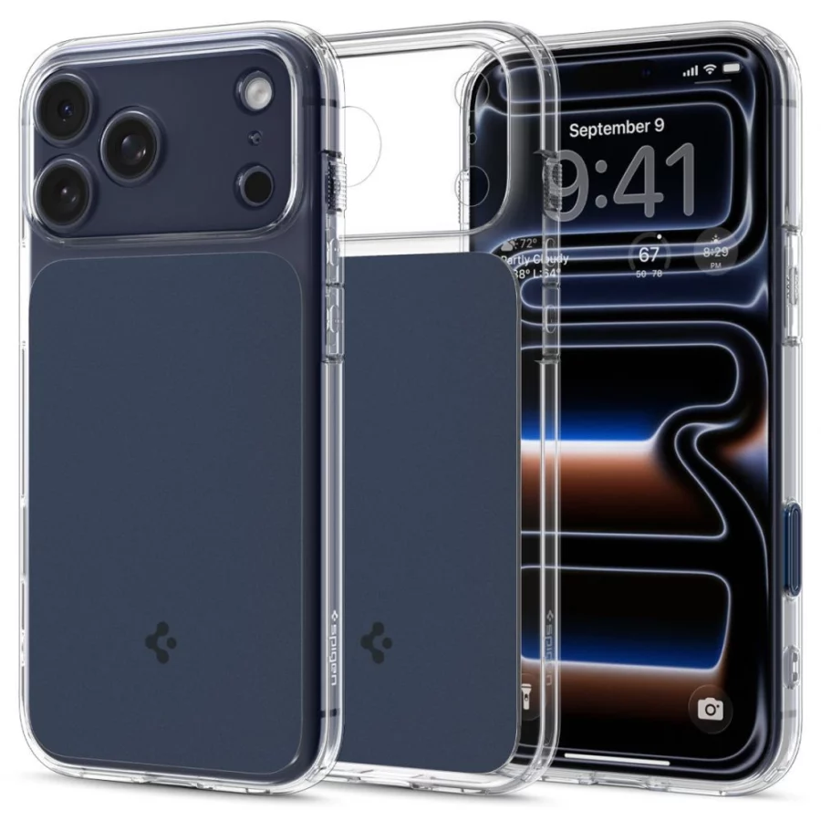 Etui Spigen Thin Fit MagSafe na iPhone 17 Pro - przezroczysto-granatowe