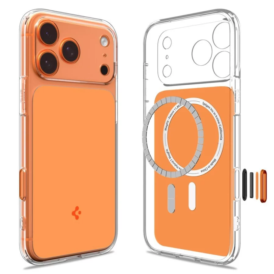 Etui Spigen Thin Fit MagSafe na iPhone 17 Pro - przezroczysto-pomarańczowe