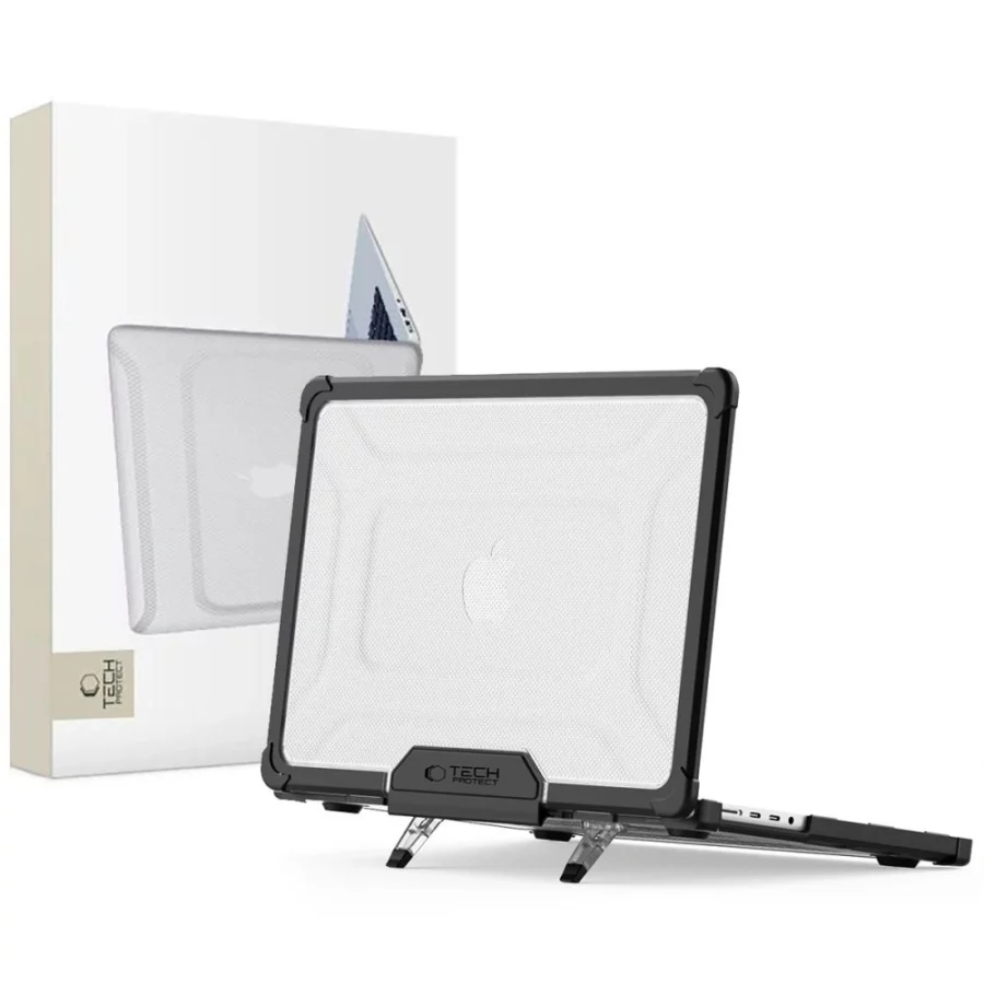 Etui Tech-Protect SmartShell Pro na Macbook Pro 14 M1 / M2 / M3 / M4 / M5 2021-2025 - czarno-przezroczyste