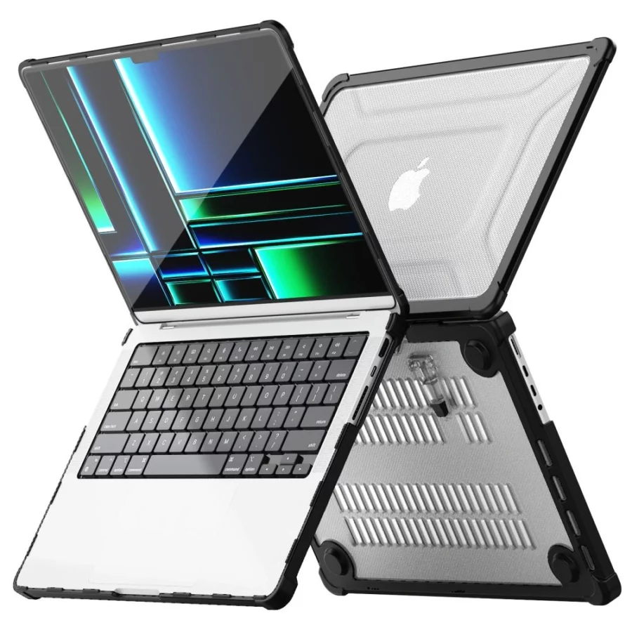 Etui Tech-Protect SmartShell Pro na Macbook Pro 14 M1 / M2 / M3 / M4 / M5 2021-2025 - czarno-przezroczyste