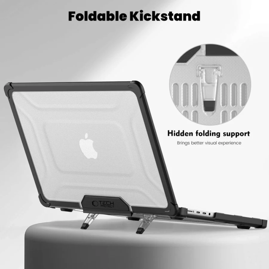 Etui Tech-Protect SmartShell Pro na Macbook Pro 14 M1 / M2 / M3 / M4 / M5 2021-2025 - czarno-przezroczyste