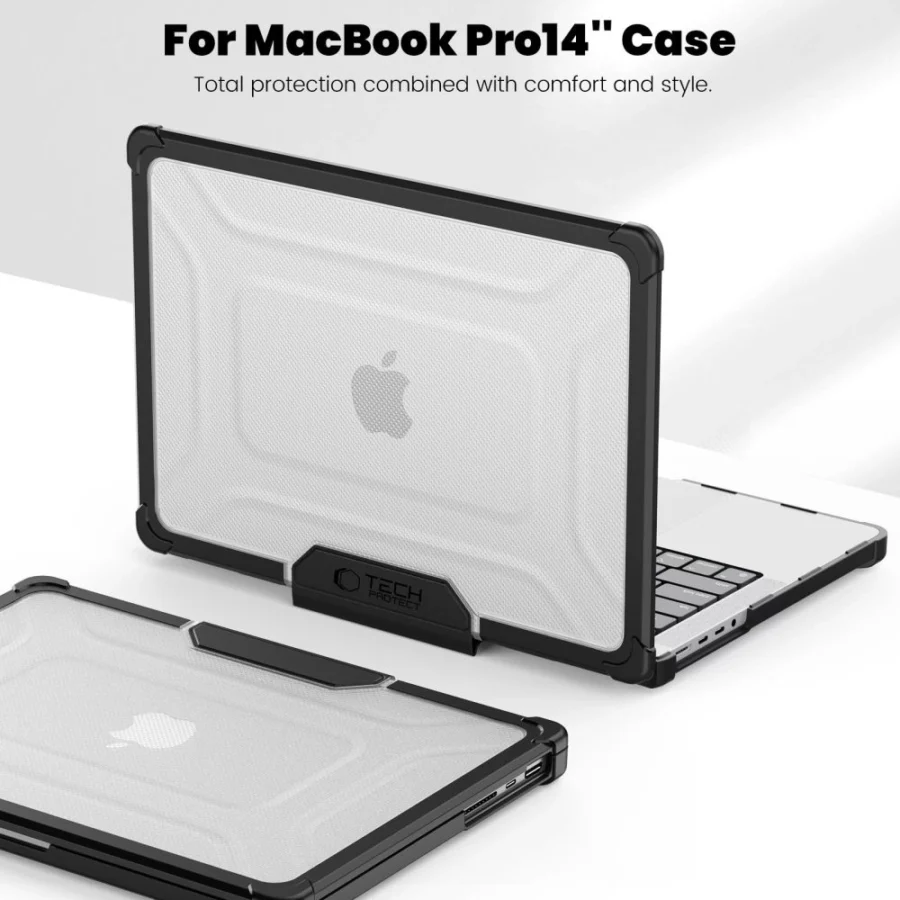 Etui Tech-Protect SmartShell Pro na Macbook Pro 14 M1 / M2 / M3 / M4 / M5 2021-2025 - czarno-przezroczyste