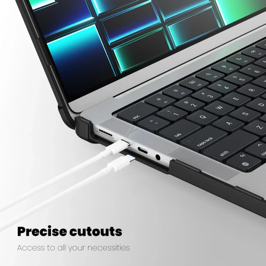 Etui Tech-Protect SmartShell Pro na Macbook Pro 14 M1 / M2 / M3 / M4 / M5 2021-2025 - czarno-przezroczyste