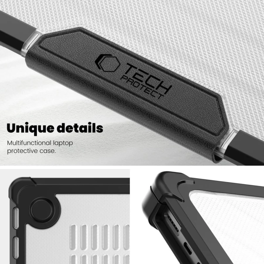 Etui Tech-Protect SmartShell Pro na Macbook Pro 14 M1 / M2 / M3 / M4 / M5 2021-2025 - czarno-przezroczyste