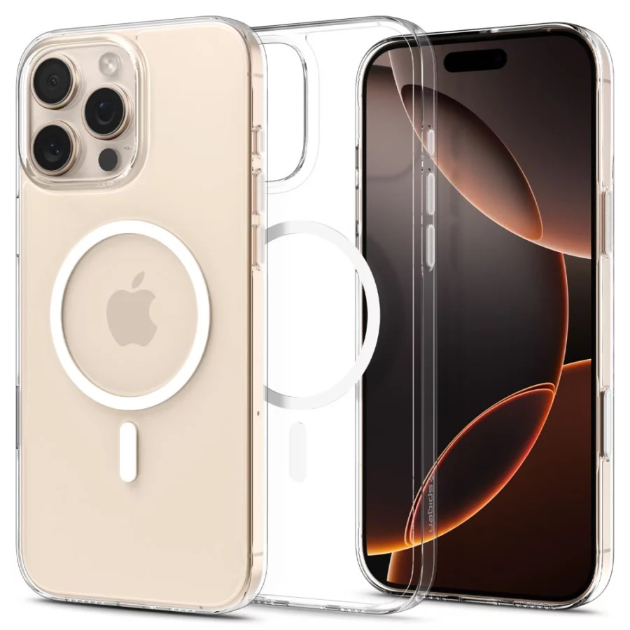 Etui Spigen Thin Fit MagSafe na iPhone 16 Pro Max - przezroczysto-białe