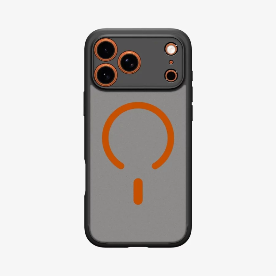 Etui Spigen Ultra Hybrid MagSafe na iPhone 17 Pro - czarno-pomarańczowy