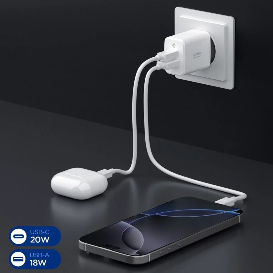 Ładowarka sieciowa Spigen Essential EE202EU 20W - biała