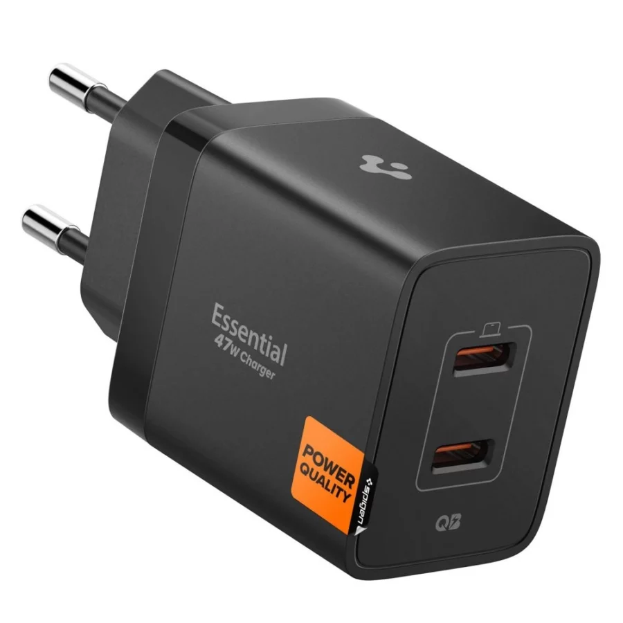 Ładowarka sieciowa Spigen Essential EE472EU 2-porty USC-C 47W - czarna