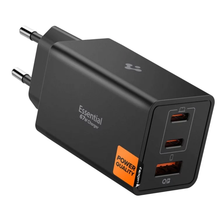 Ładowarka sieciowa Spigen Essential EE673EU 3-porty 2xUSB-C 1xUSB-A 67W - czarna