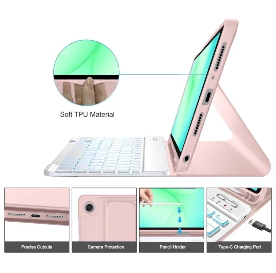 Etui Tech-Protect SC Pen na Samsung Galaxy Tab A9+ / A11+ Plus 11.0 X210 / X215 / X216 / X230 / X235 / X236 - różowe