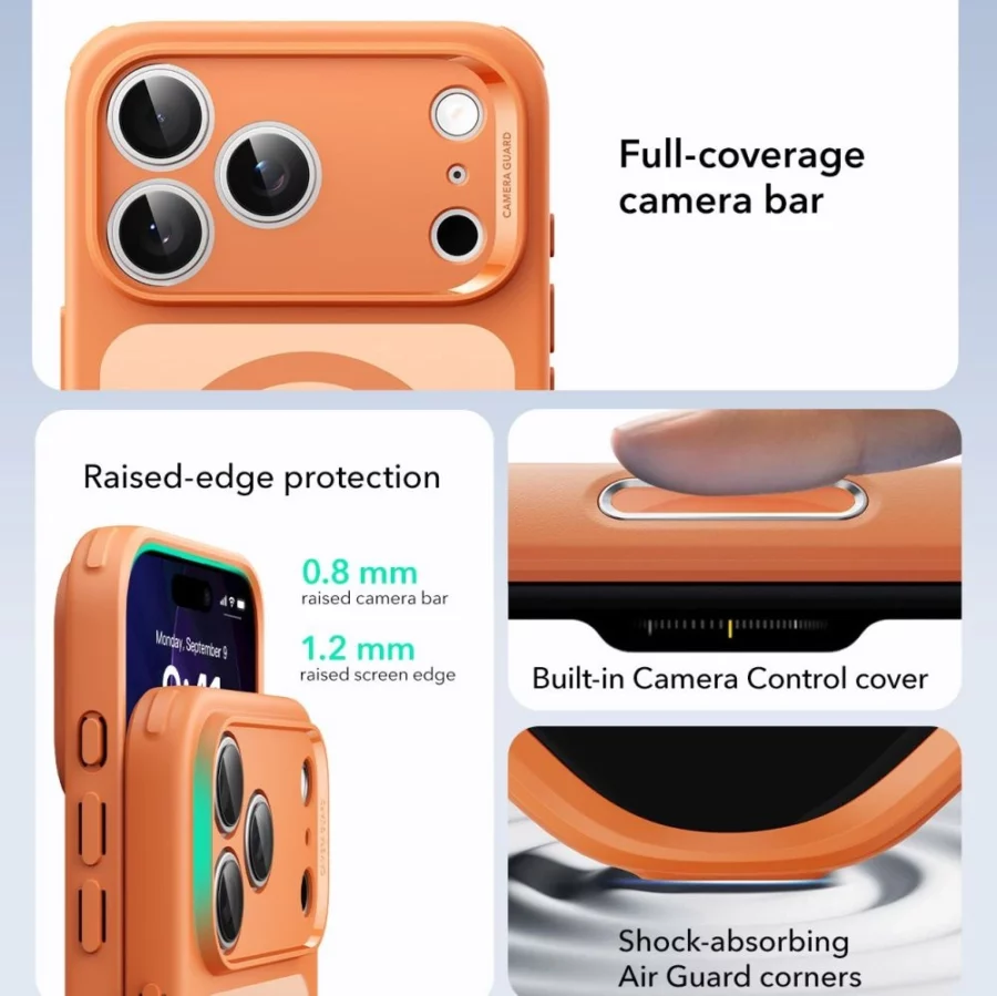 Etui ESR Classic Hybrid MagSafe na iPhone 17 Pro Max - przezroczysto-pomarańczowe