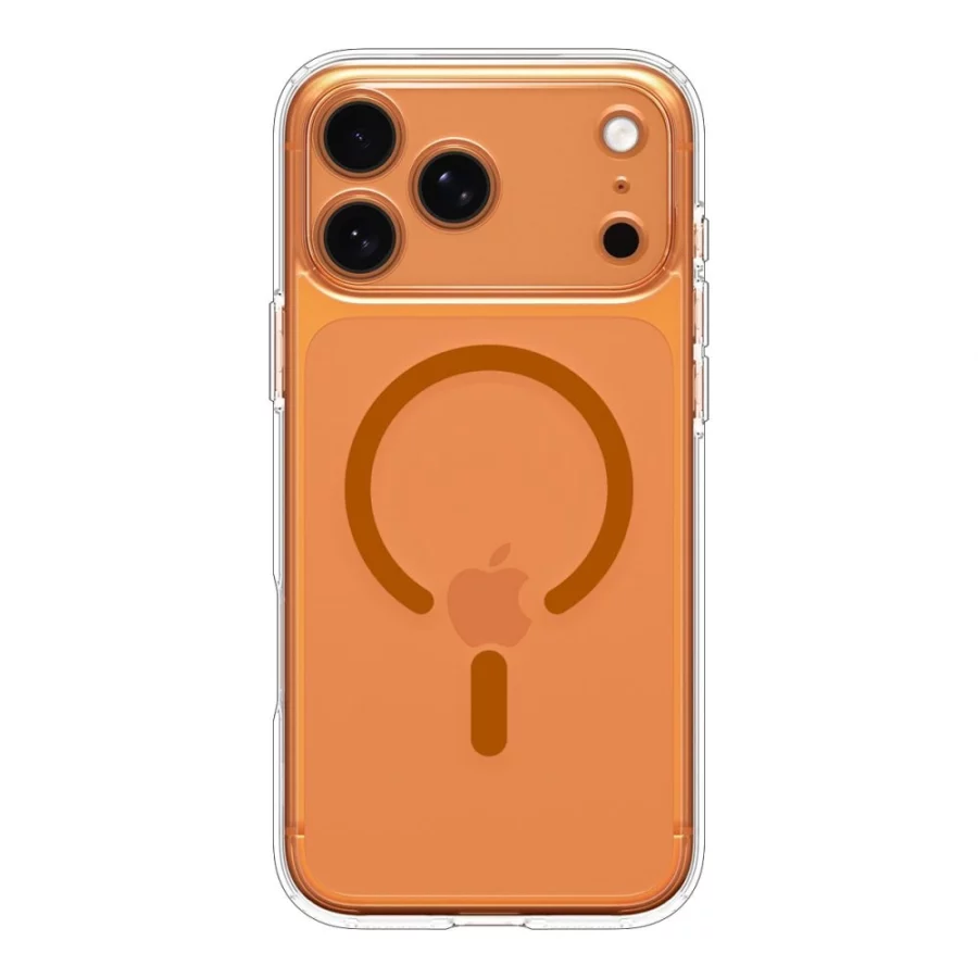 Etui Spigen Ultra Hybrid MagSafe na iPhone 17 Pro Max - przezroczysto-pomarańczowe