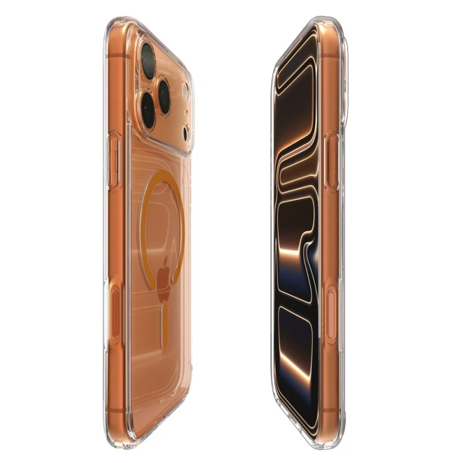 Etui Spigen Ultra Hybrid MagSafe na iPhone 17 Pro Max - przezroczysto-pomarańczowe