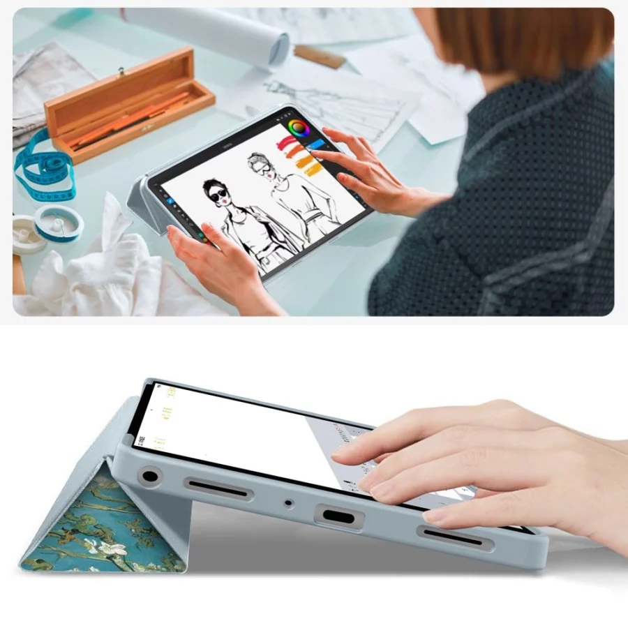Etui TechProtect SmartCase na Samsung Galaxy Tab A9+ / A11+ Plus 11.0 X210 / X215 / X216 / X230 / X235 / X236 - niebiesko-białe