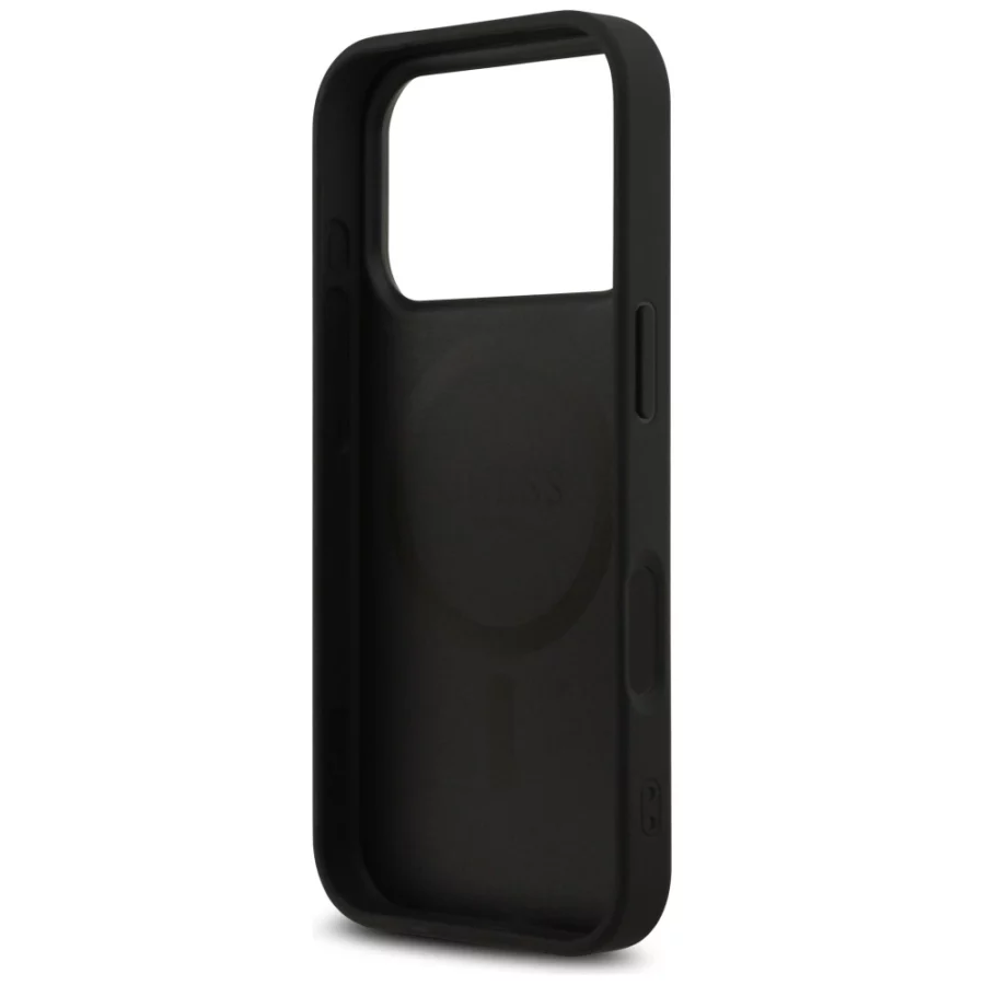 Etui Guess 4G Printed Stripes MagSafe na iPhone 17 Pro - czarne