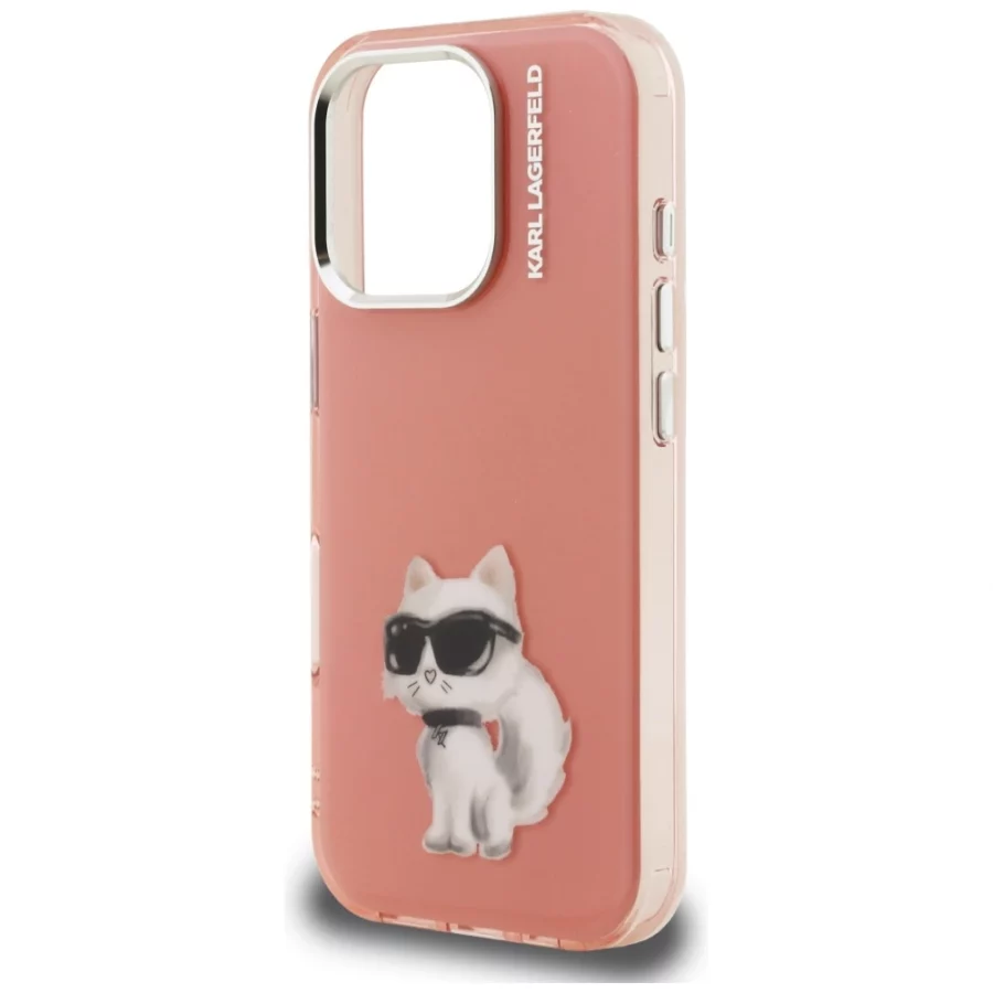 Etui Karl Lagerfeld IML Aquarelle Choupette & Logo na iPhone 16 Pro - różowe