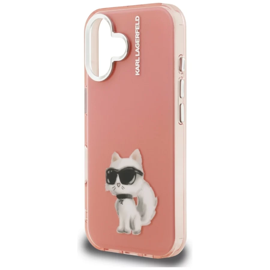 Etui Karl Lagerfeld IML Aquarelle Choupette & Logo na iPhone 16 - różowe