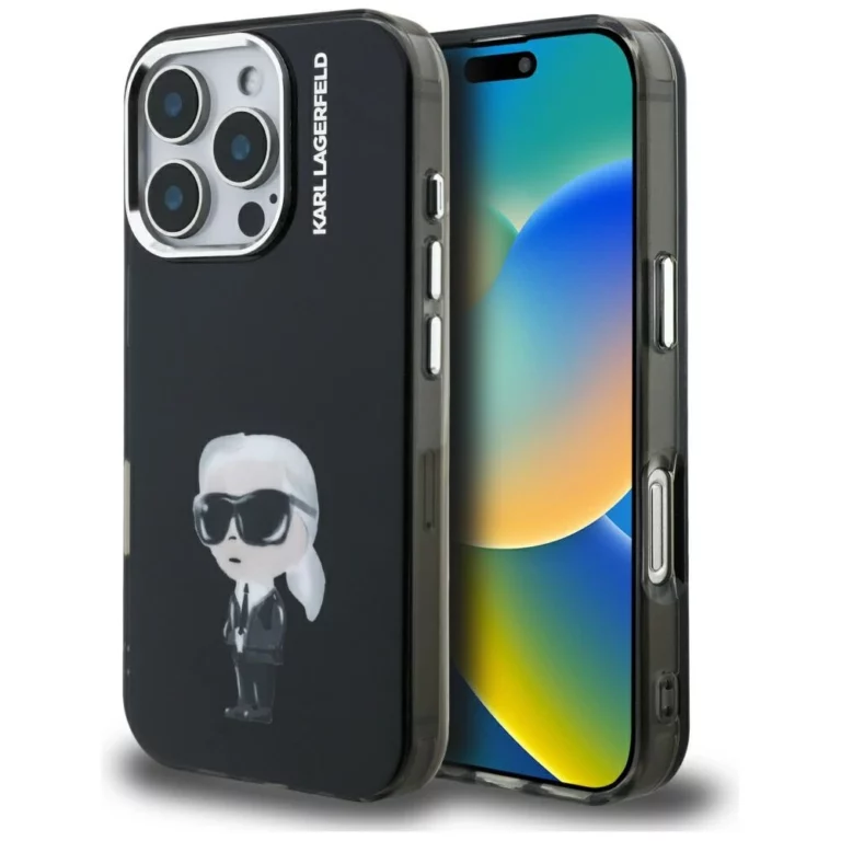 Etui Karl Lagerfeld IML Aquarelle Karl & Logo na iPhone 16 Pro - czarne