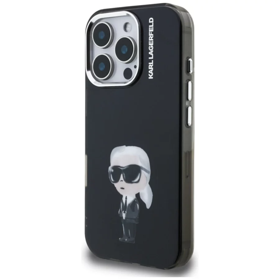 Etui Karl Lagerfeld IML Aquarelle Karl & Logo na iPhone 16 Pro - czarne