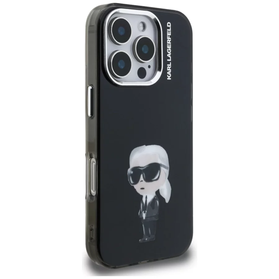 Etui Karl Lagerfeld IML Aquarelle Karl & Logo na iPhone 16 Pro - czarne