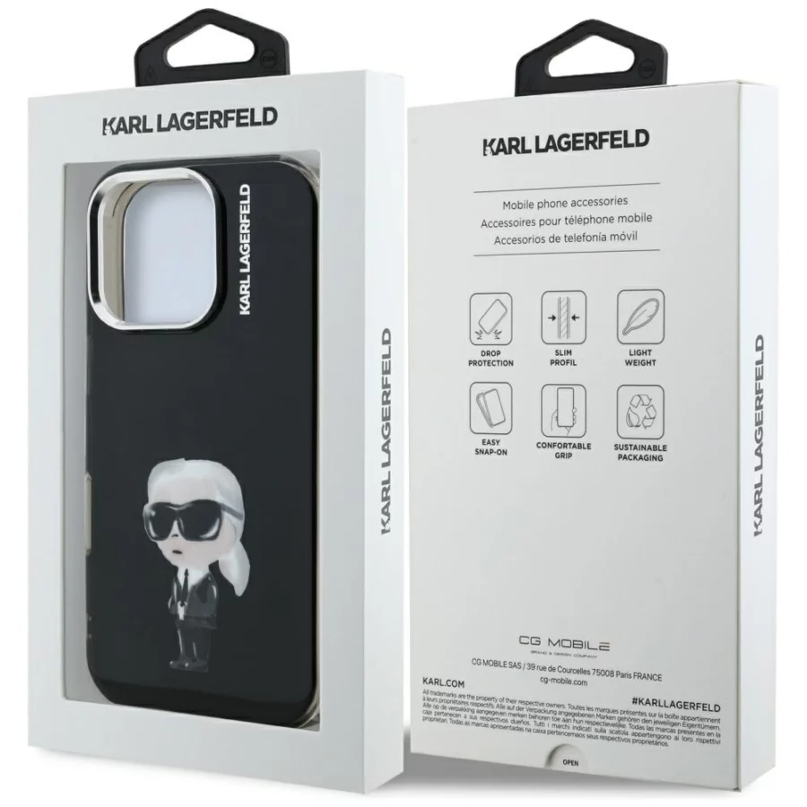 Etui Karl Lagerfeld IML Aquarelle Karl & Logo na iPhone 16 Pro - czarne