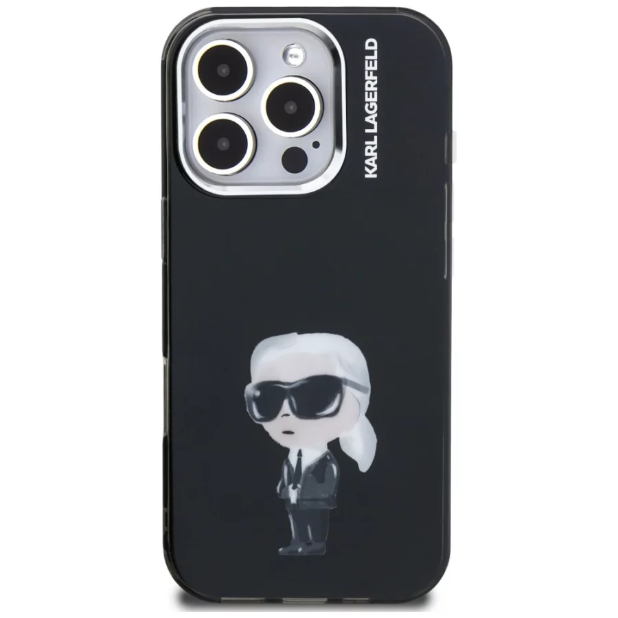 Etui Karl Lagerfeld IML Aquarelle Karl & Logo MagSafe na iPhone 16 Pro Max - czarne