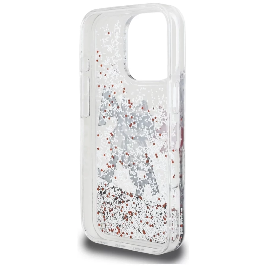 Etui Karl Lagerfeld Liquid Glitter Choupette Logo na iPhone 16 Pro - przezroczyste