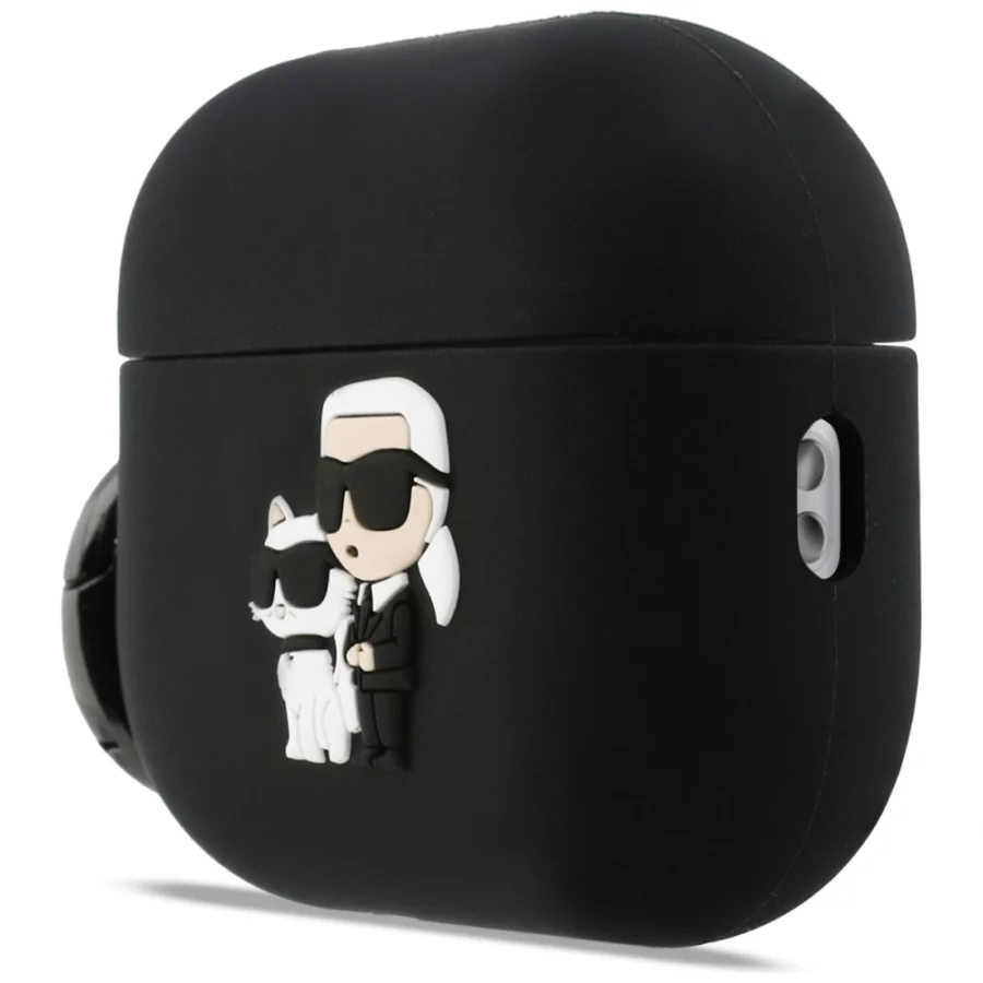 Etui Karl Lagerfeld Silicone Karl & Chaupette Head 3D na AirPods Pro 3 - czarne