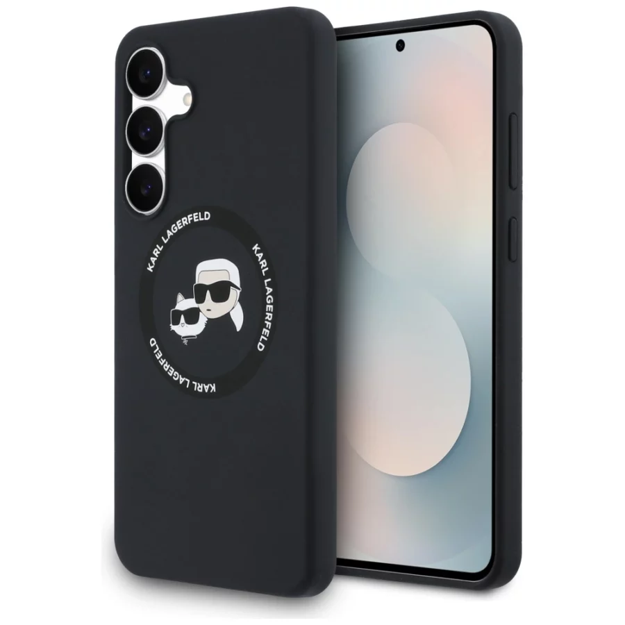 Etui Karl Lagerfeld Silicone Karl & Choupette Heads MagSafe na Samsung Galaxy S25 FE - czarne