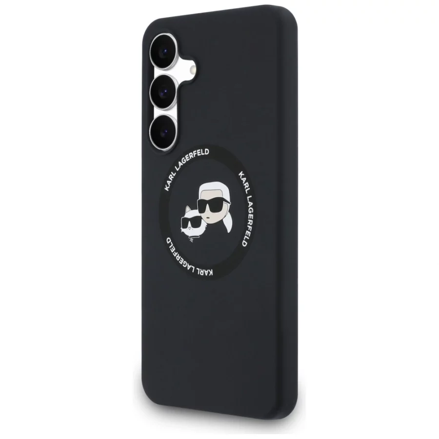 Etui Karl Lagerfeld Silicone Karl & Choupette Heads MagSafe na Samsung Galaxy S25 FE - czarne