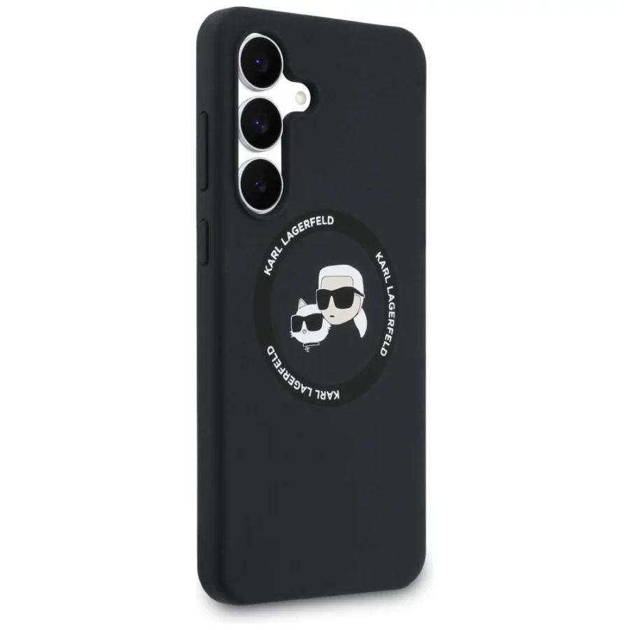 Etui Karl Lagerfeld Silicone Karl & Choupette Heads MagSafe na Samsung Galaxy S25 FE - czarne