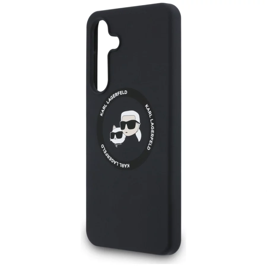 Etui Karl Lagerfeld Silicone Karl & Choupette Heads MagSafe na Samsung Galaxy S25 FE - czarne