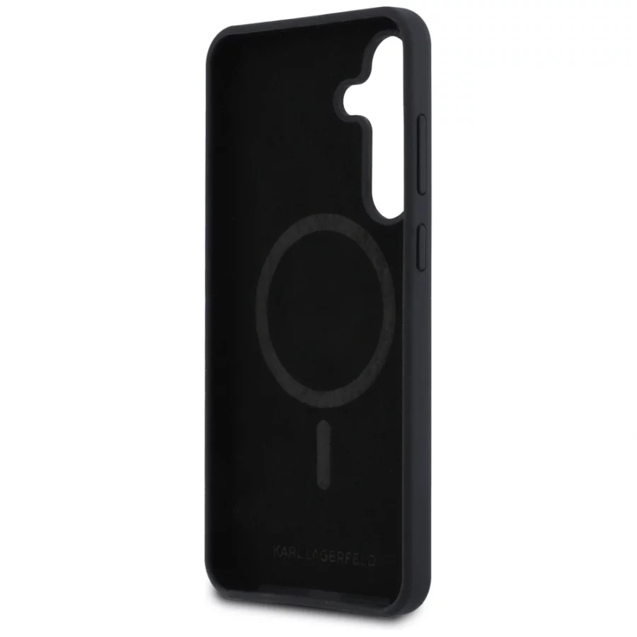 Etui Karl Lagerfeld Silicone Karl & Choupette Heads MagSafe na Samsung Galaxy S25 FE - czarne