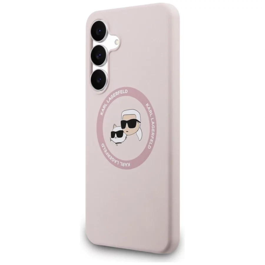 Etui Karl Lagerfeld Silicone Karl & Choupette Heads MagSafe na Samsung Galaxy S25 FE - różowe
