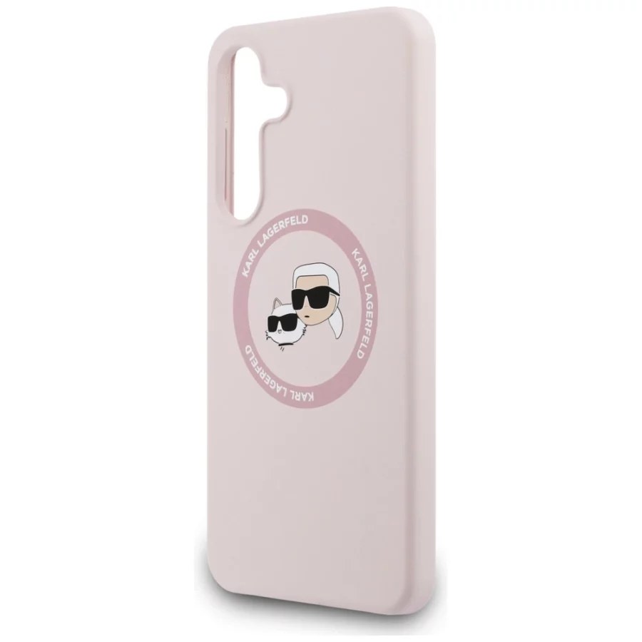 Etui Karl Lagerfeld Silicone Karl & Choupette Heads MagSafe na Samsung Galaxy S25 FE - różowe