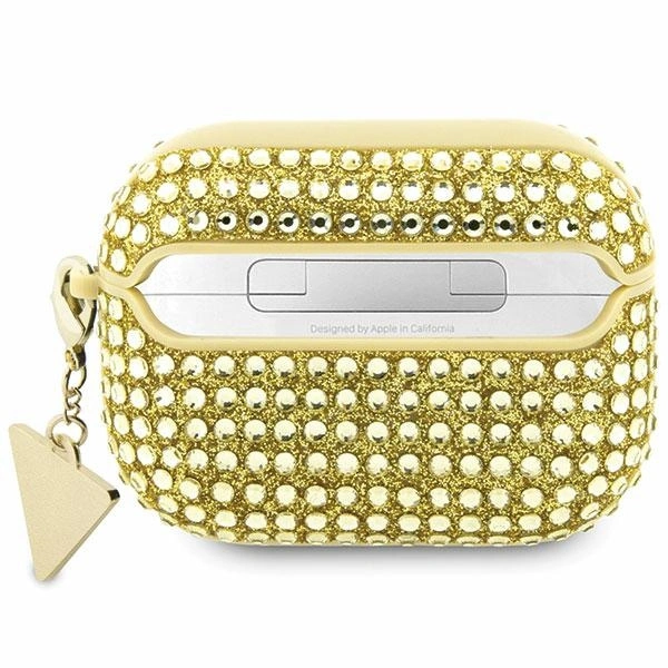 Etui Guess Rhinestone Triangle na AirPods Pro - złote