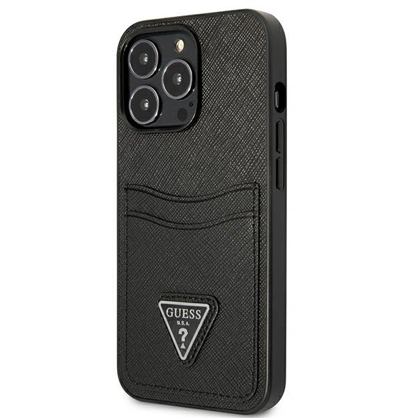 Etui Guess Saffiano Triangle Logo Cardslot na iPhone 13 / 13 Pro - czarne