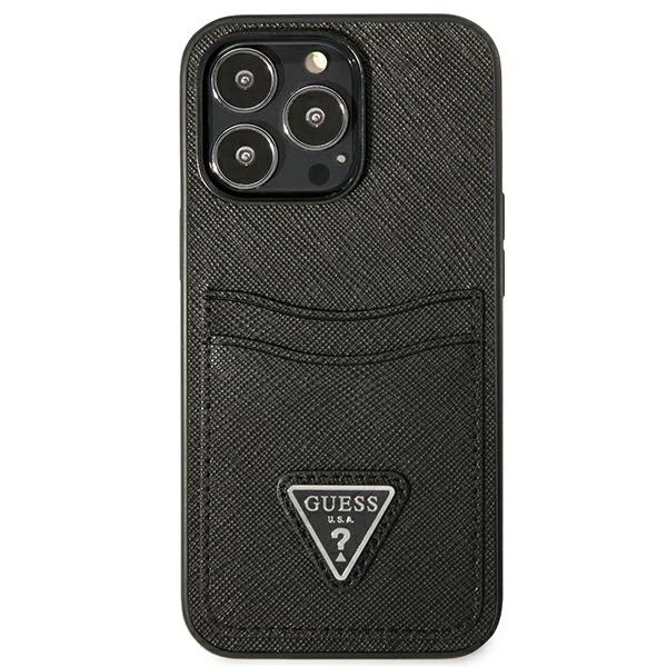 Etui Guess Saffiano Triangle Logo Cardslot na iPhone 13 / 13 Pro - czarne