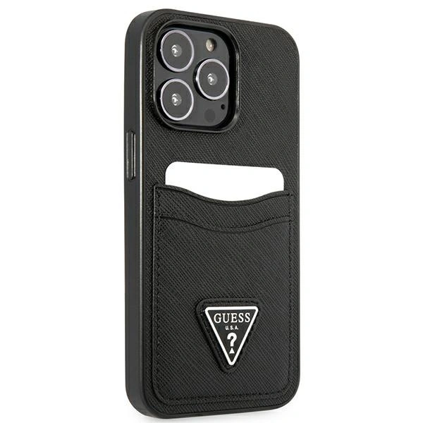Etui Guess Saffiano Triangle Logo Cardslot na iPhone 13 / 13 Pro - czarne