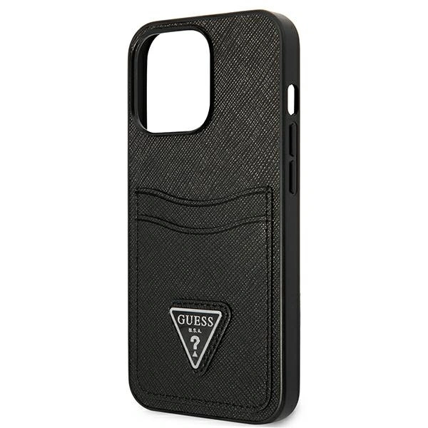 Etui Guess Saffiano Triangle Logo Cardslot na iPhone 13 / 13 Pro - czarne