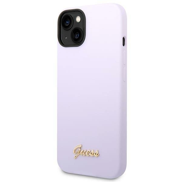 Etui Guess Silicone Vintage Gold Logo na iPhone 14 / 15 Plus - fioletowe