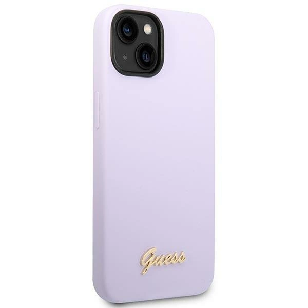 Etui Guess Silicone Vintage Gold Logo na iPhone 14 / 15 Plus - fioletowe