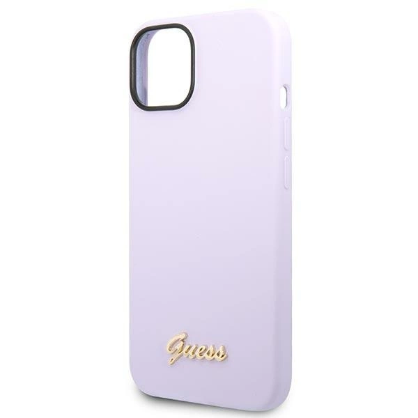Etui Guess Silicone Vintage Gold Logo na iPhone 14 / 15 Plus - fioletowe