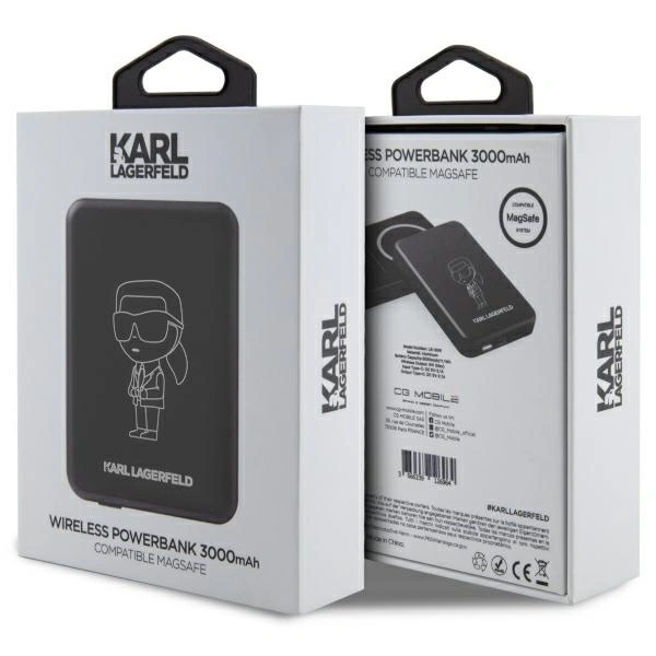 Powerbank indukcyjny Karl Lagerfeld Ikonik MagSafe 5W 3000mAh - czarny