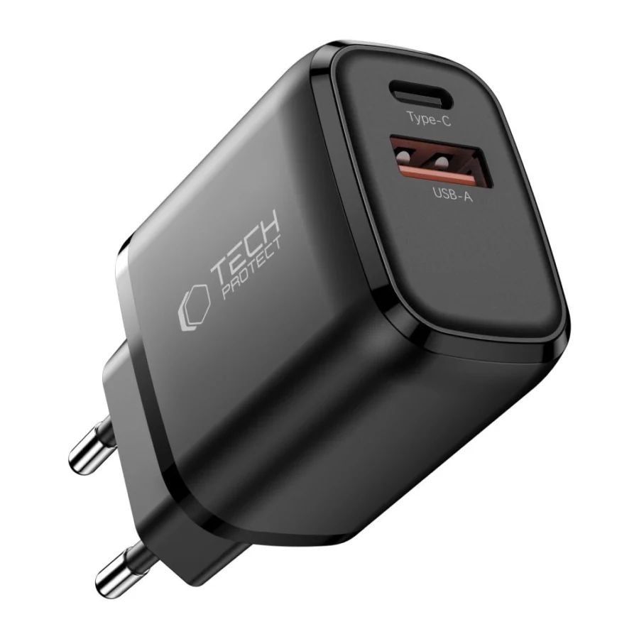 Ładowarka sieciowa Tech-Protect NCA45W-GAN 2-Porty USB-C / USB-A 45W - czarna