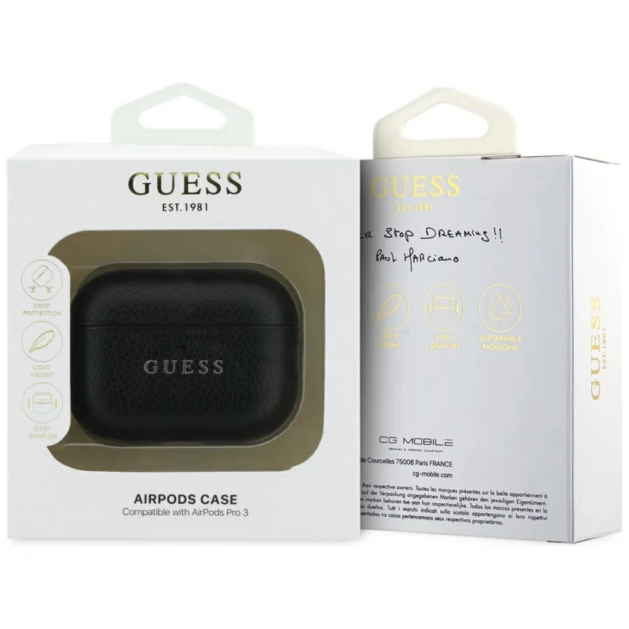 Etui Guess Grained Classic Logo na AirPods Pro 3 - czarne