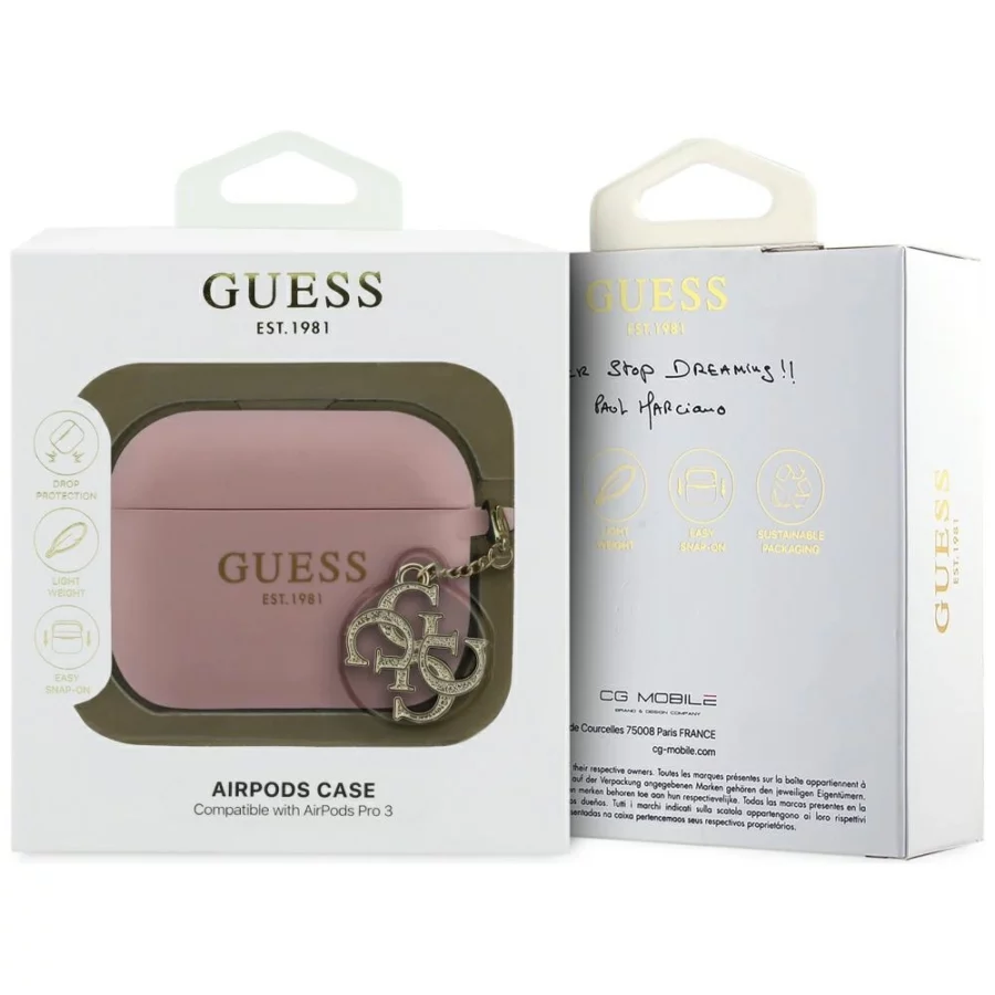Etui Guess Silicone 4G Charm na AirPods Pro 3 - różowe