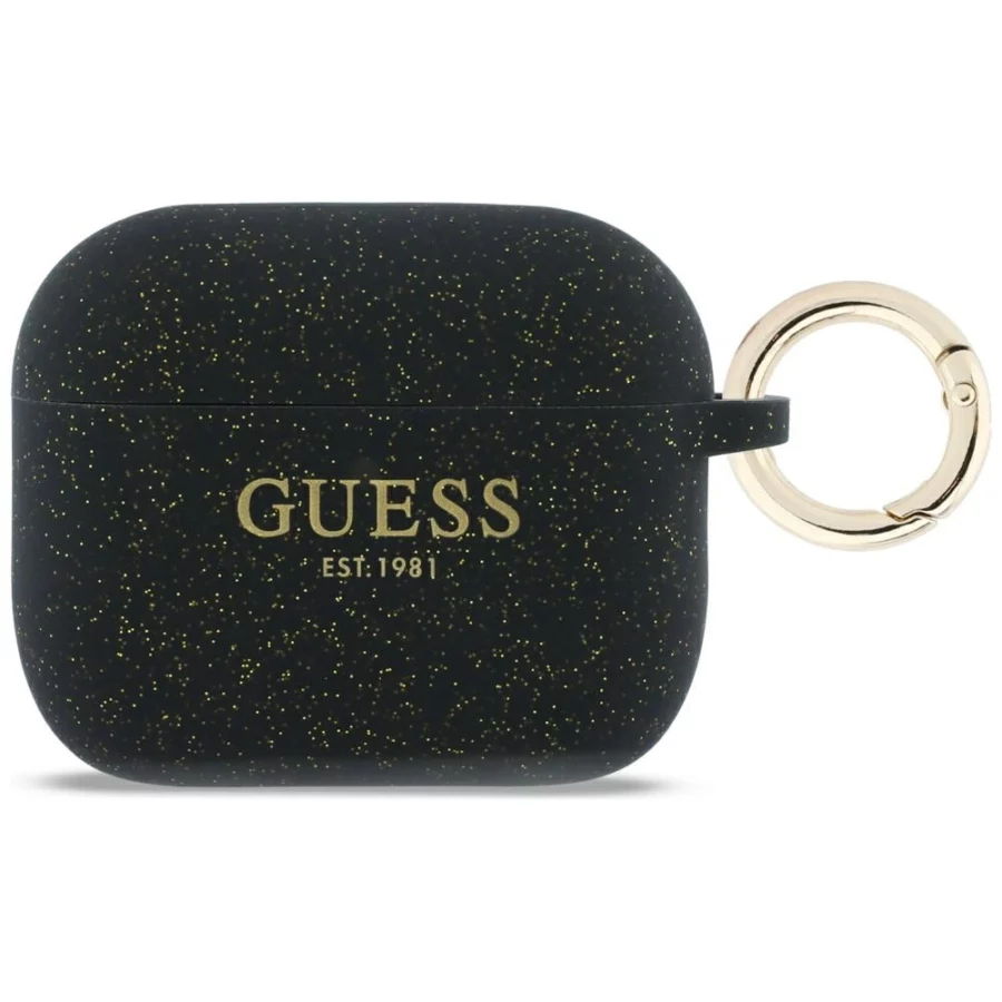 Etui Guess Silicone Glitter Ring na AirPods Pro 3 - czarne