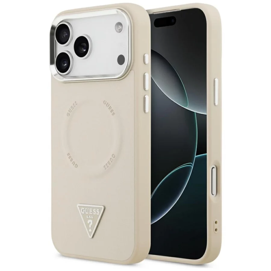 Etui Guess Triangle Logo MagSafe na iPhone 17 Pro - beżowe