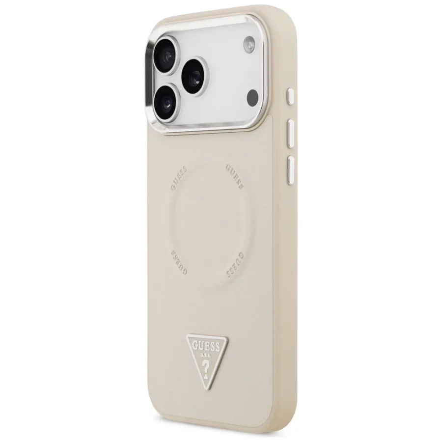 Etui Guess Triangle Logo MagSafe na iPhone 17 Pro - beżowe